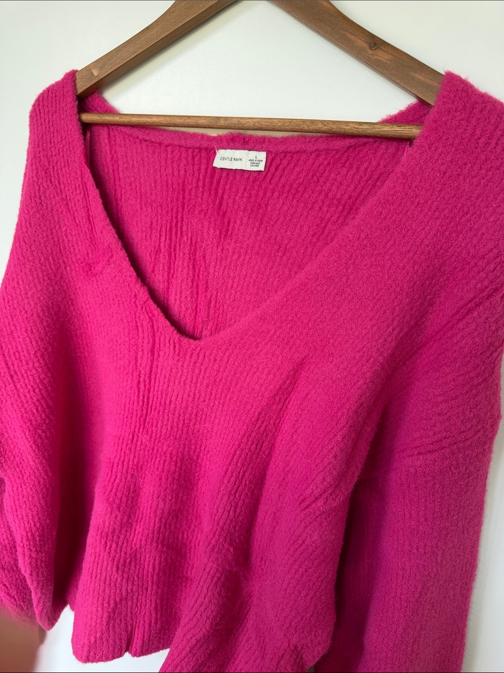 Gentle Fawn Vneck Vibrant Pink Nylon Sweater